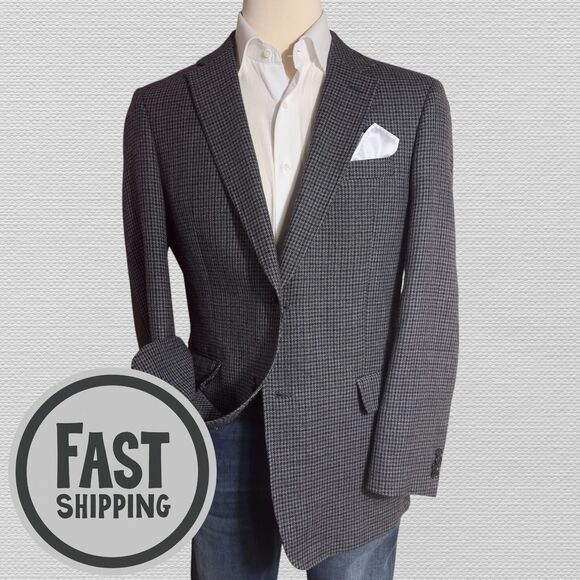 Tommy Hilfiger Men's 44R Gray/Brown Wool Blazer Sport Coat Two Button Jacket - Picture 1 of 16